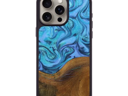 iPhone 15 Pro Max Wood+Resin Phone Case - Dahlia (Blue, 709724) Online