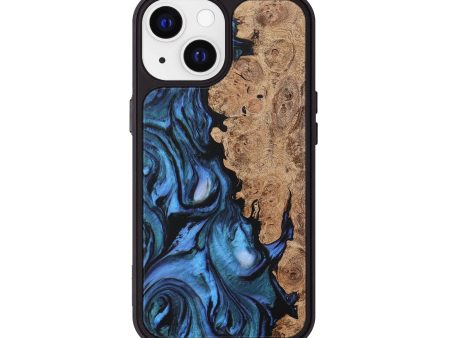 iPhone 13 Wood+Resin Phone Case - Melody (Blue, 708931) on Sale