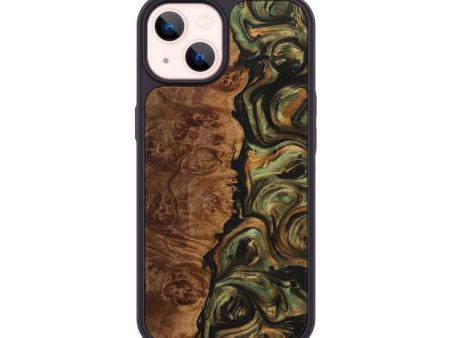 iPhone 14 Wood+Resin Phone Case - Aliyah (Green, 707362) For Discount