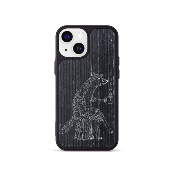 iPhone 13 mini Wood+Resin Phone Case - Fox - Ebony (Curated) For Sale