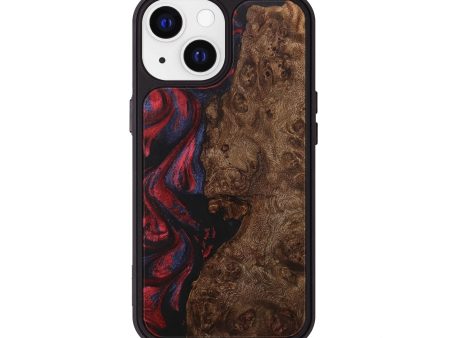 iPhone 13 Wood+Resin Phone Case - Lucille (Red, 707898) Fashion