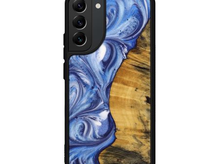 Galaxy S22 Plus Wood+Resin Phone Case - Brinley (Blue, 710115) For Sale