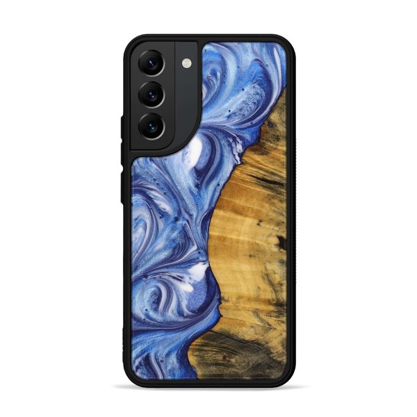 Galaxy S22 Plus Wood+Resin Phone Case - Brinley (Blue, 710115) For Sale