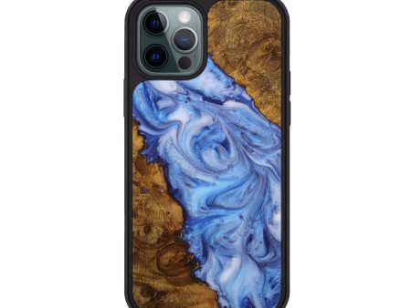 iPhone 12 Pro Wood+Resin Phone Case - Lena (Blue, 708286) Online Hot Sale