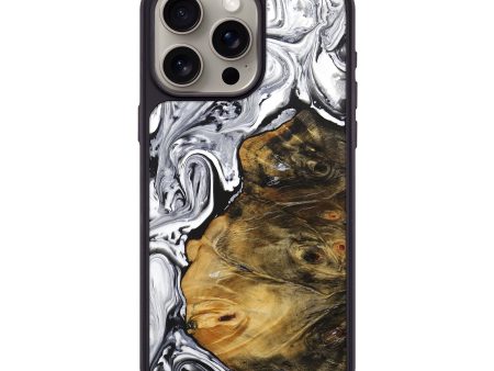 iPhone 15 Pro Max Wood+Resin Phone Case - Cameron (Black & White, 707115) Fashion