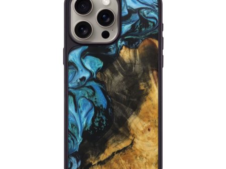 iPhone 15 Pro Max Wood+Resin Phone Case - Brandy (Blue, 708275) Online now