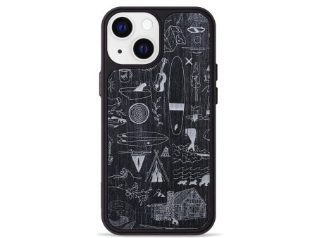 iPhone 13 mini Wood+Resin Phone Case - Collage - Ebony (Curated) For Sale