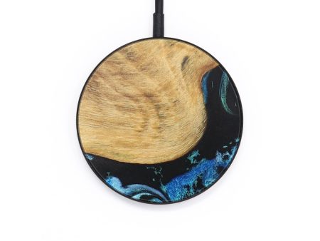 Circle Wood+Resin Wireless Charger - Bridget (Blue, 709084) on Sale