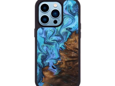 iPhone 14 Pro Wood+Resin Phone Case - Willie (Blue, 709770) Online