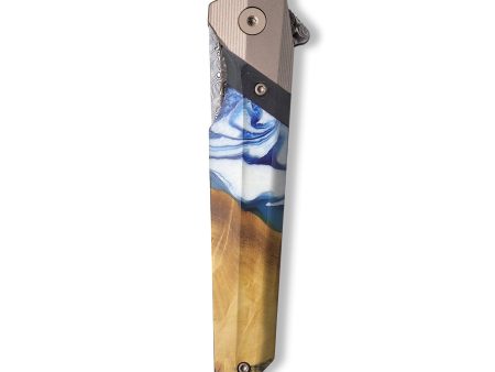 Live Edge Wood+Resin Pocket Knife - Autumn (Blue, 709374) For Discount