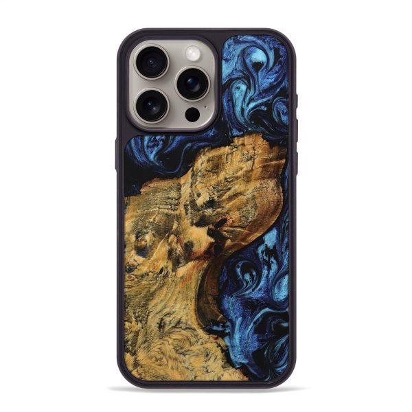 iPhone 15 Pro Max Wood+Resin Phone Case - Tevin (Blue, 708629) Online Sale