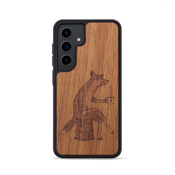 Galaxy S24 Wood+Resin Phone Case - Fox - Mahogany (Curated) Supply