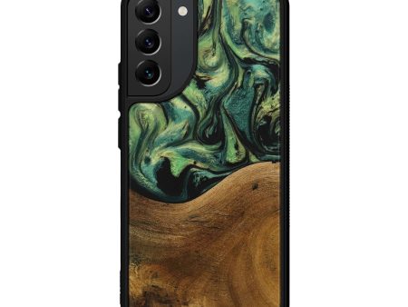 Galaxy S22 Plus Wood+Resin Phone Case - Aylin (Green, 709626) For Sale