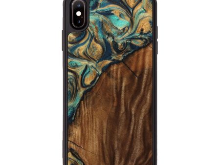 iPhone Xs Max Wood+Resin Phone Case - Cadence (Teal & Gold, 707960) Discount