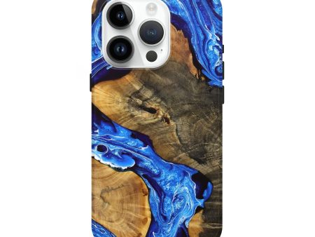 iPhone 15 Pro Wood+Resin Live Edge Phone Case - Goldie (Blue, 707063) Discount