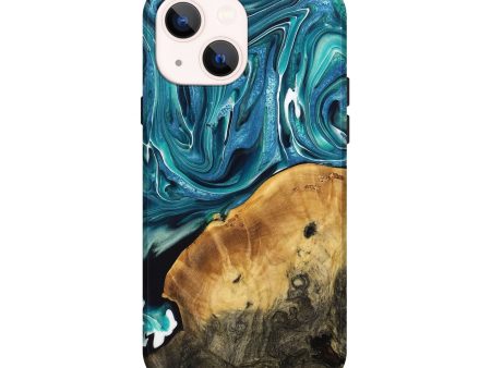 iPhone 14 Wood+Resin Live Edge Phone Case - Ora (Blue, 708888) Discount