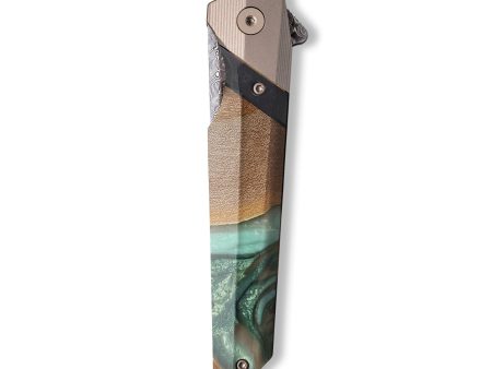 Live Edge Wood+Resin Pocket Knife - Lisa (Green, 710194) Fashion