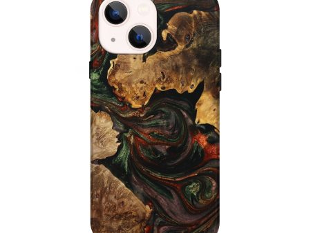 iPhone 14 Wood+Resin Live Edge Phone Case - Callum (Green, 707758) For Sale