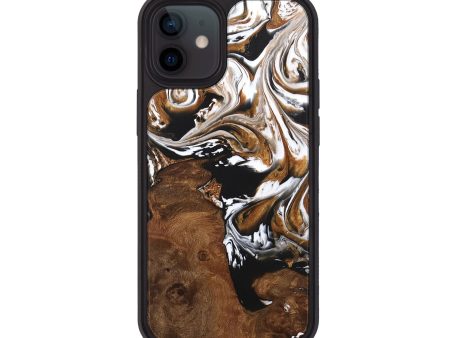 iPhone 12 Wood+Resin Phone Case - Cedric (Black & White, 707106) For Discount