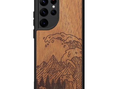 Galaxy S22 Ultra Wood+Resin Phone Case - Wave - Mahogany (Curated) Fashion