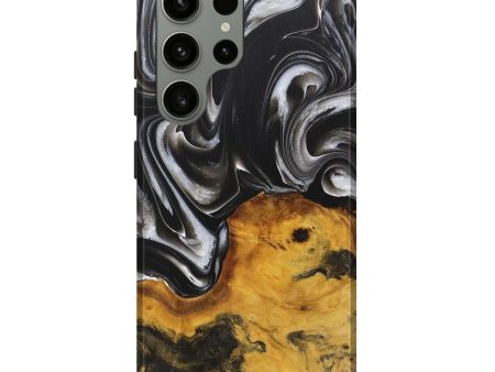 Galaxy S23 Ultra Wood+Resin Live Edge Phone Case - Dena (Black & White, 707091) For Discount