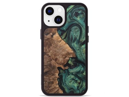 iPhone 13 mini Wood+Resin Phone Case - Sara (Green, 708943) Online now