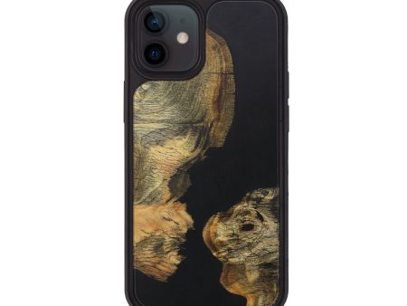 iPhone 12 Wood+Resin Phone Case - Agnes (Pure Black, 706045) Cheap