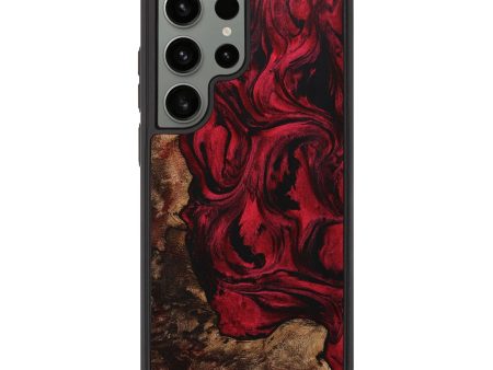 Galaxy S23 Ultra Wood+Resin Phone Case - Troy (Red, 706984) For Sale