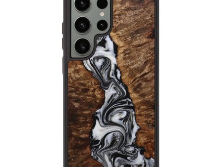 Galaxy S23 Ultra Wood+Resin Phone Case - Eliana (Black & White, 705676) For Sale