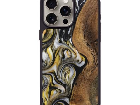 iPhone 15 Pro Max Wood+Resin Phone Case - Ricardo (Black & White, 708969) For Sale