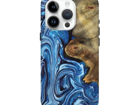 iPhone 15 Pro Wood+Resin Live Edge Phone Case - Bianca (Blue, 709851) Online Sale