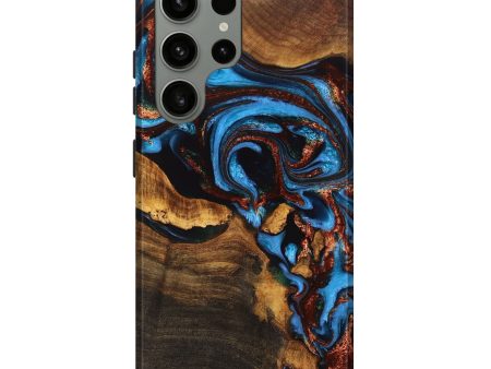 Galaxy S23 Ultra Wood+Resin Live Edge Phone Case - Nadia (Teal & Gold, 710459) Online