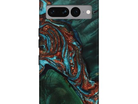 Pixel 7 Pro Wood+Resin Live Edge Phone Case - Stefanie (Teal & Gold, 710295) on Sale