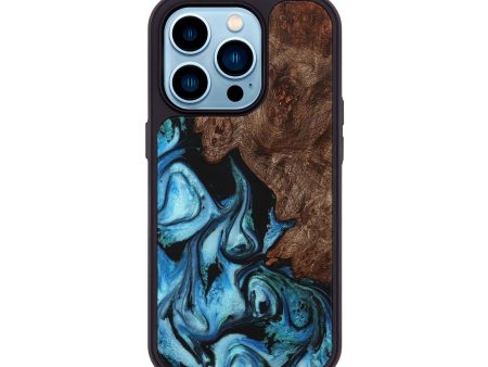 iPhone 14 Pro Wood+Resin Phone Case - Suzanne (Blue, 708296) Hot on Sale