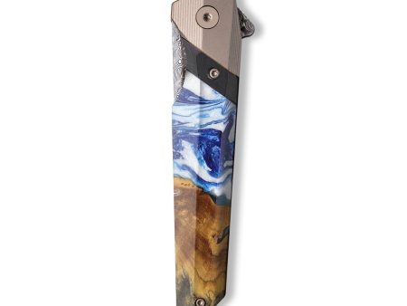 Live Edge Wood+Resin Pocket Knife - Bridget (Blue, 710205) Sale