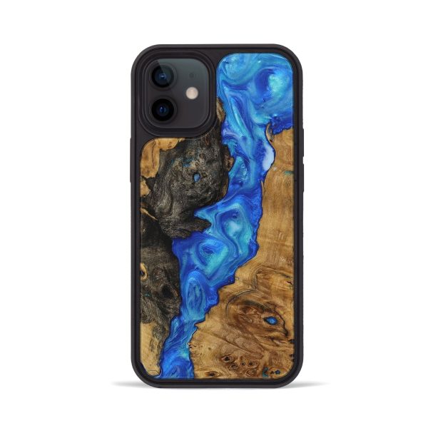 iPhone 12 Wood+Resin Phone Case - Paislee (Blue, 707867) For Cheap