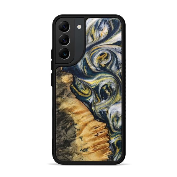 Galaxy S22 Plus Wood+Resin Phone Case - Josiah (Teal & Gold, 708807) Online now