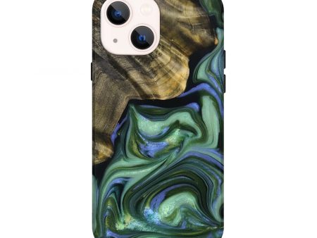 iPhone 13 Wood+Resin Live Edge Phone Case - Maude (Green, 709572) Cheap