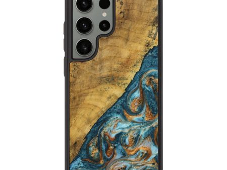 Galaxy S23 Ultra Wood+Resin Phone Case - Cassidy (Teal & Gold, 707749) Online Hot Sale