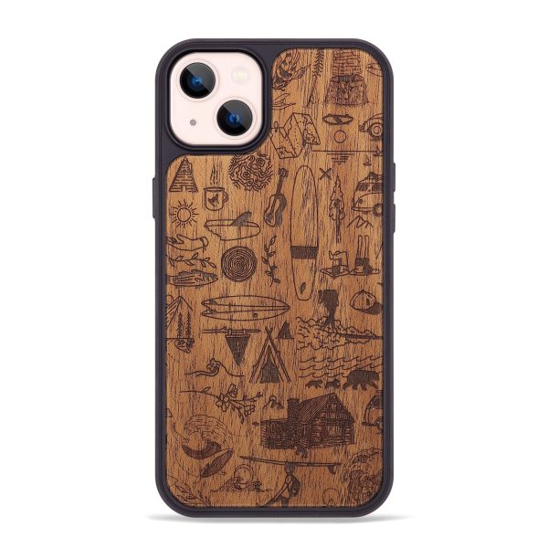 iPhone 14 Plus Wood+Resin Phone Case - Collage - Mahogany (Curated) Online Sale