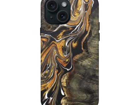 iPhone 15 Wood+Resin Live Edge Phone Case - Walter (Black & White, 710427) Cheap