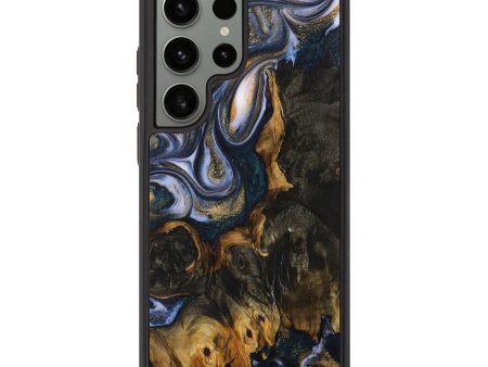 Galaxy S23 Ultra Wood+Resin Phone Case - Malakai (Teal & Gold, 710080) For Cheap