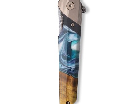 Live Edge Wood+Resin Pocket Knife - Audrey (Blue, 709380) on Sale