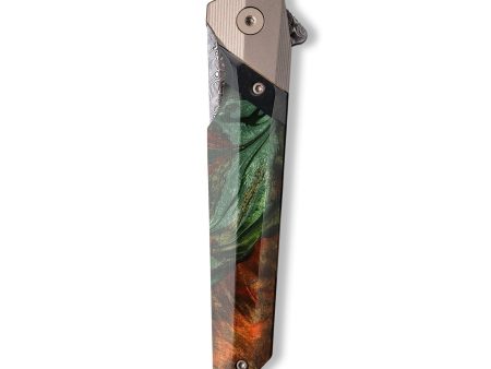 Live Edge Wood+Resin Pocket Knife - Lynette (Green, 710195) Supply