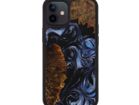 iPhone 12 Wood+Resin Phone Case - Kason (Blue, 708294) For Sale