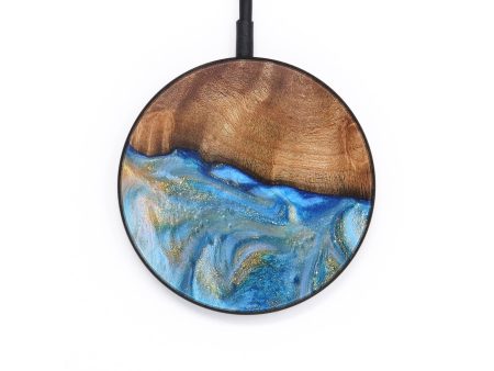 Circle Wood+Resin Wireless Charger - Cory (Teal & Gold, 708046) Hot on Sale