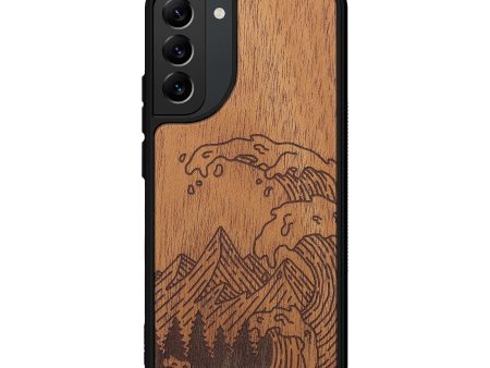 Galaxy S22 Plus Wood+Resin Phone Case - Wave - Mahogany (Curated) For Cheap