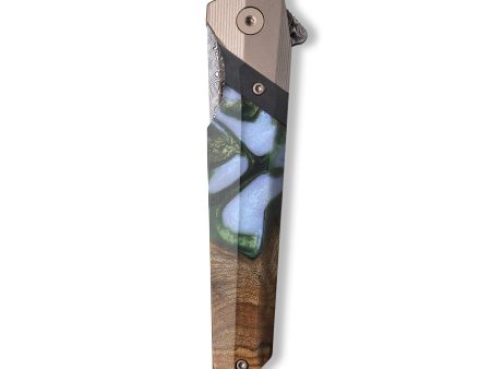 Live Edge Wood+Resin Pocket Knife - Alvin (Green, 709373) Online