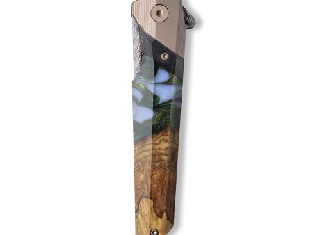 Live Edge Wood+Resin Pocket Knife - Brinley (Green, 709382) Cheap