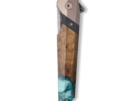 Live Edge Wood+Resin Pocket Knife - Chris (Blue, 709376) Sale